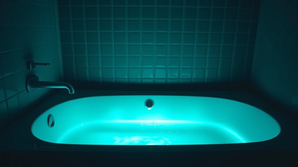 bathtub emitting mysterious glow