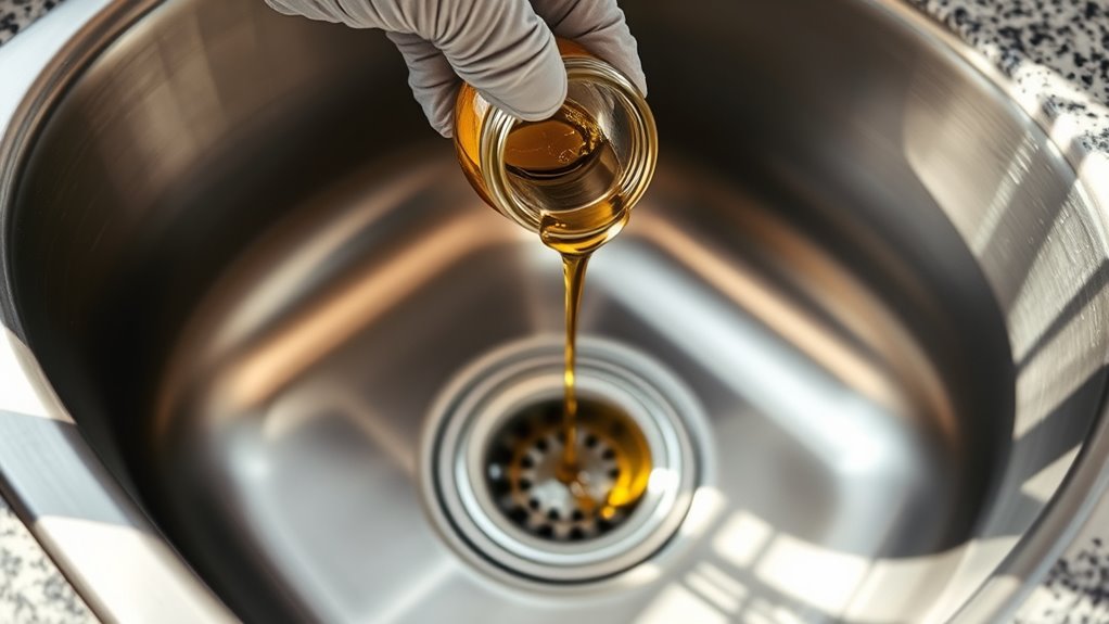 pour oil safely down sink