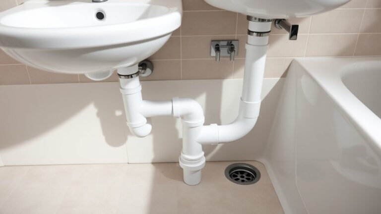 shared bathroom drain connection