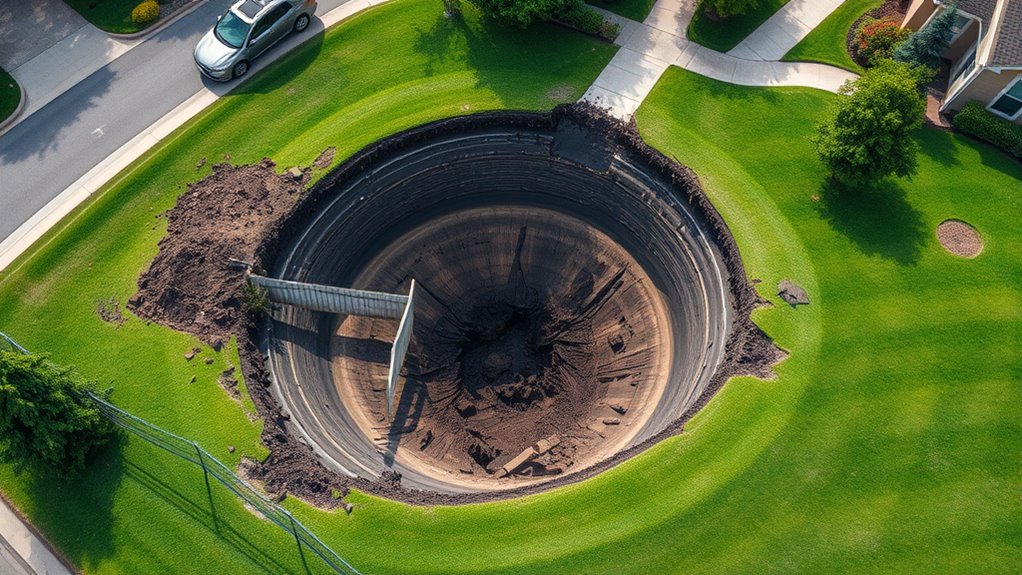 underground erosion causes collapse